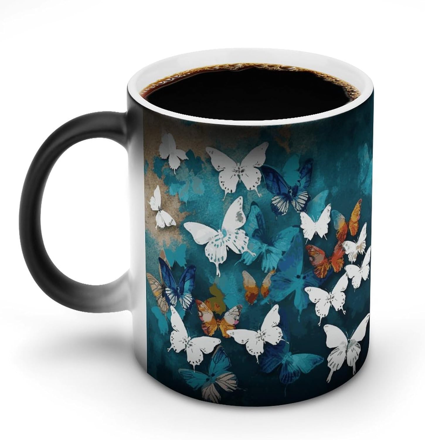 Color Changing Mug Butterflies Printed Ceramic Coffee Mug Heat Changing Sensitive Mug Magic Heat Changing Coffee Mug Novelty Coffee Mugs
