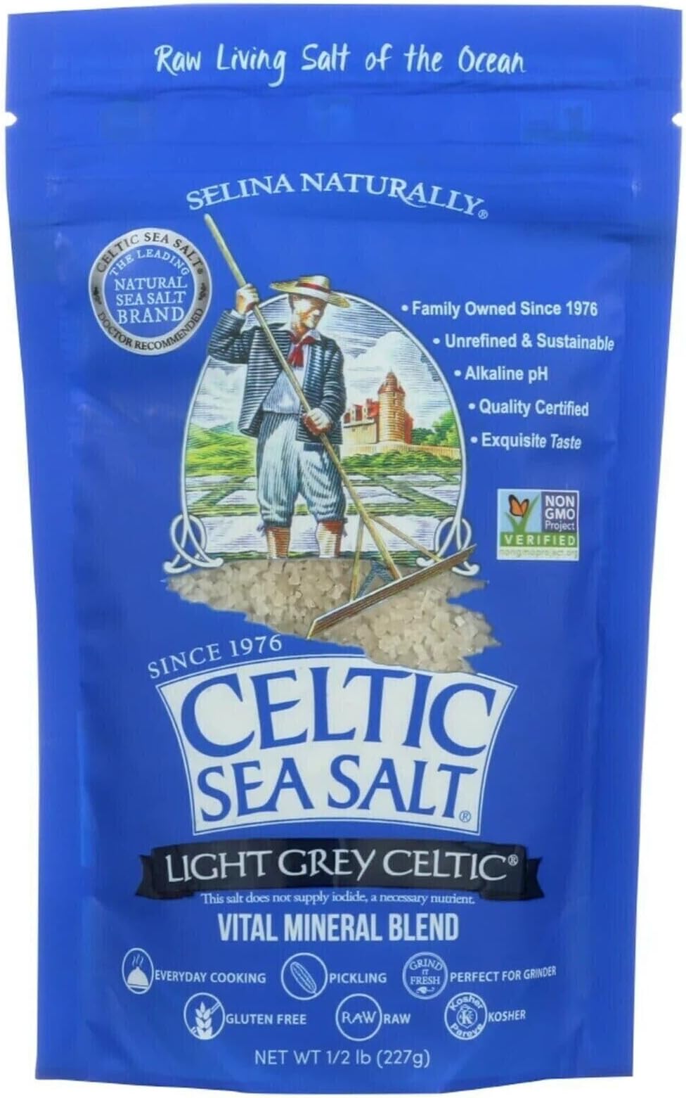 Celtic Fine Ground Sea Salt 8 oz by Selina Naturally