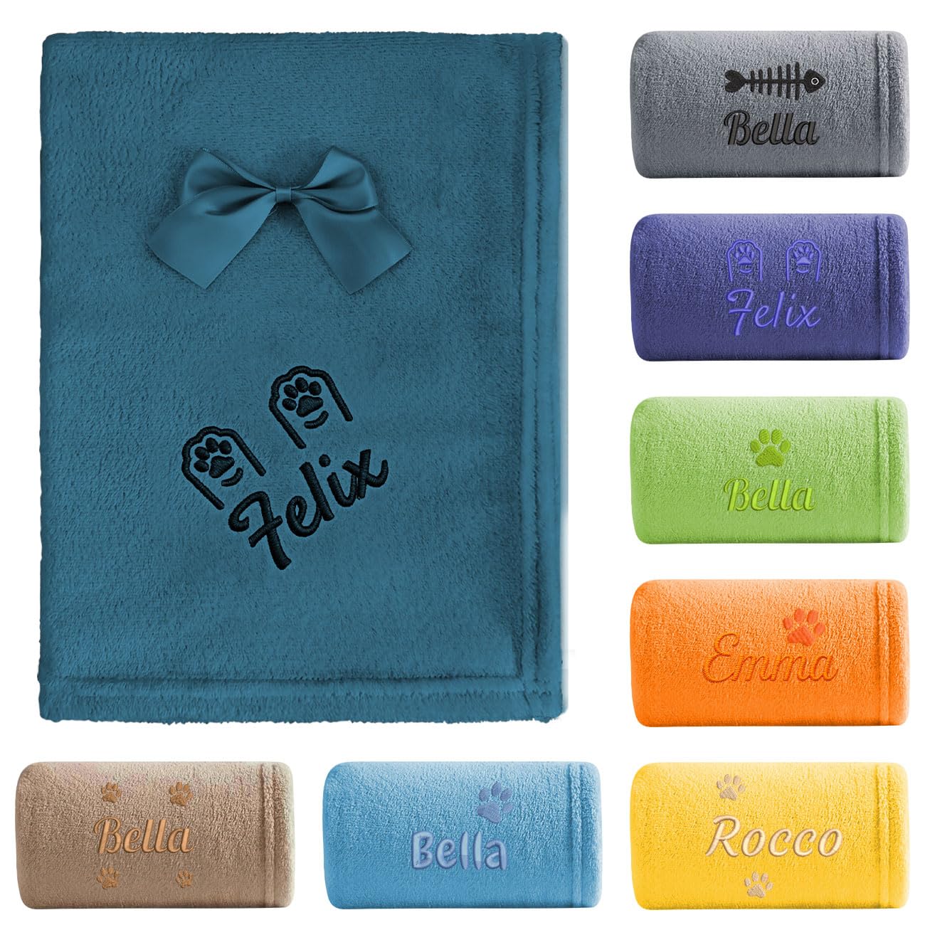 saguinus imperator Custom Embroidered Pet Blanket with Name, Personalized Flannel Fleece Dog Blanket for Crate Training or Sofa (Ink Blue, Medium)