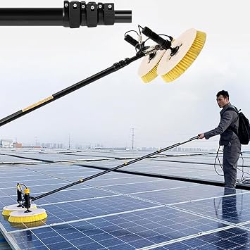 Electric Solar Photovoltaic Panel Cleaning,Telescopic Solar Panel Cleaning Brushes,Adjustable Water Fed Pole Cleaning Kit,Water-Saving Design,with waterproof connector,3.5m