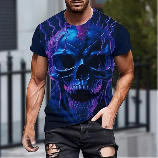 Camiseta masculina estampada manga curta gola redonda casual camiseta gráfica para festa hip hop roupa de moda diária