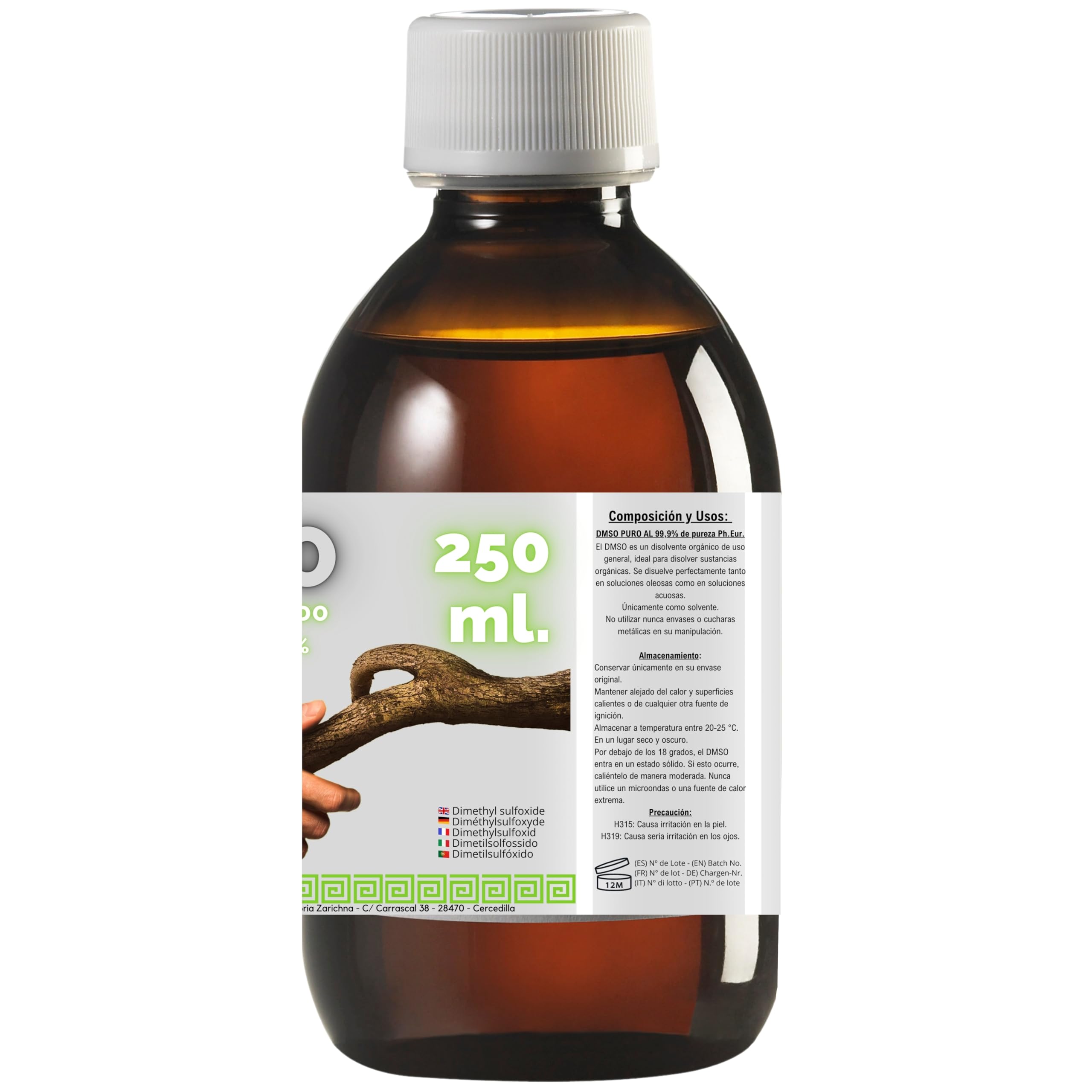 2 X DMSO 250 ml. 99,9% Pureza Con Gotero | Dimetilsulfóxido Calidad Ph Eur | Regalo Frasco125ml + Difusor + Vasito Dosificador | Frascos Ámbar de Laboratorio | Precinto de Seguridad