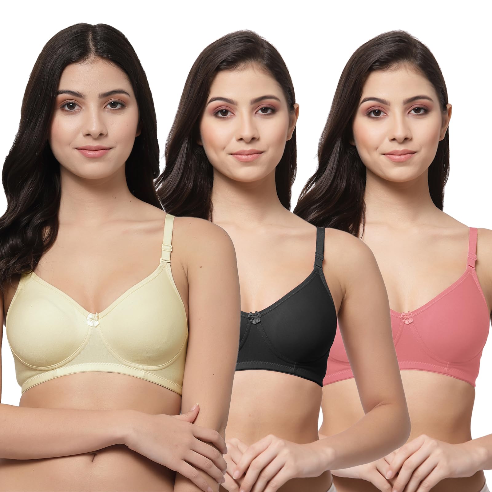 college girl Black, Magenta, Red Seamless Non Padded T Shirt Bra (CG1301-Black-Rani-Red)-picture-25