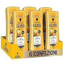 Schwarzkopf Gliss Oil Nutritive Balsamo Nutriente, 6 confezioni da 200ml, Balsamo nutriente arricchito con Omega 9 e Olio di Marula, Prodotti per capelli fragili e danneggiati