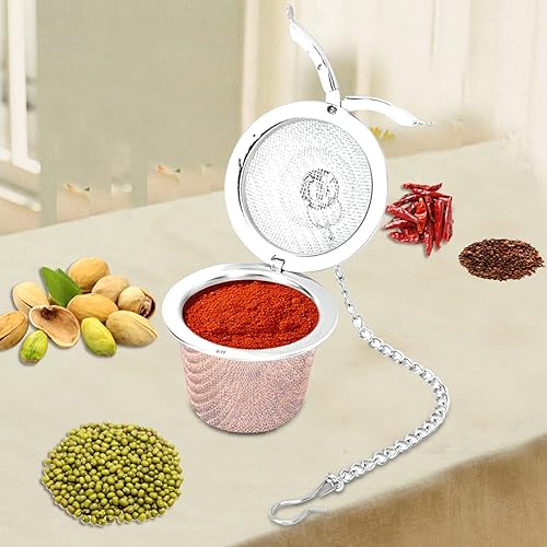 Miniatura 3 de Colador de té de acero inoxidable con bola de malla, filtro de especias a base de hierbas, infusor de sopa con cadena para preparar té suelto,