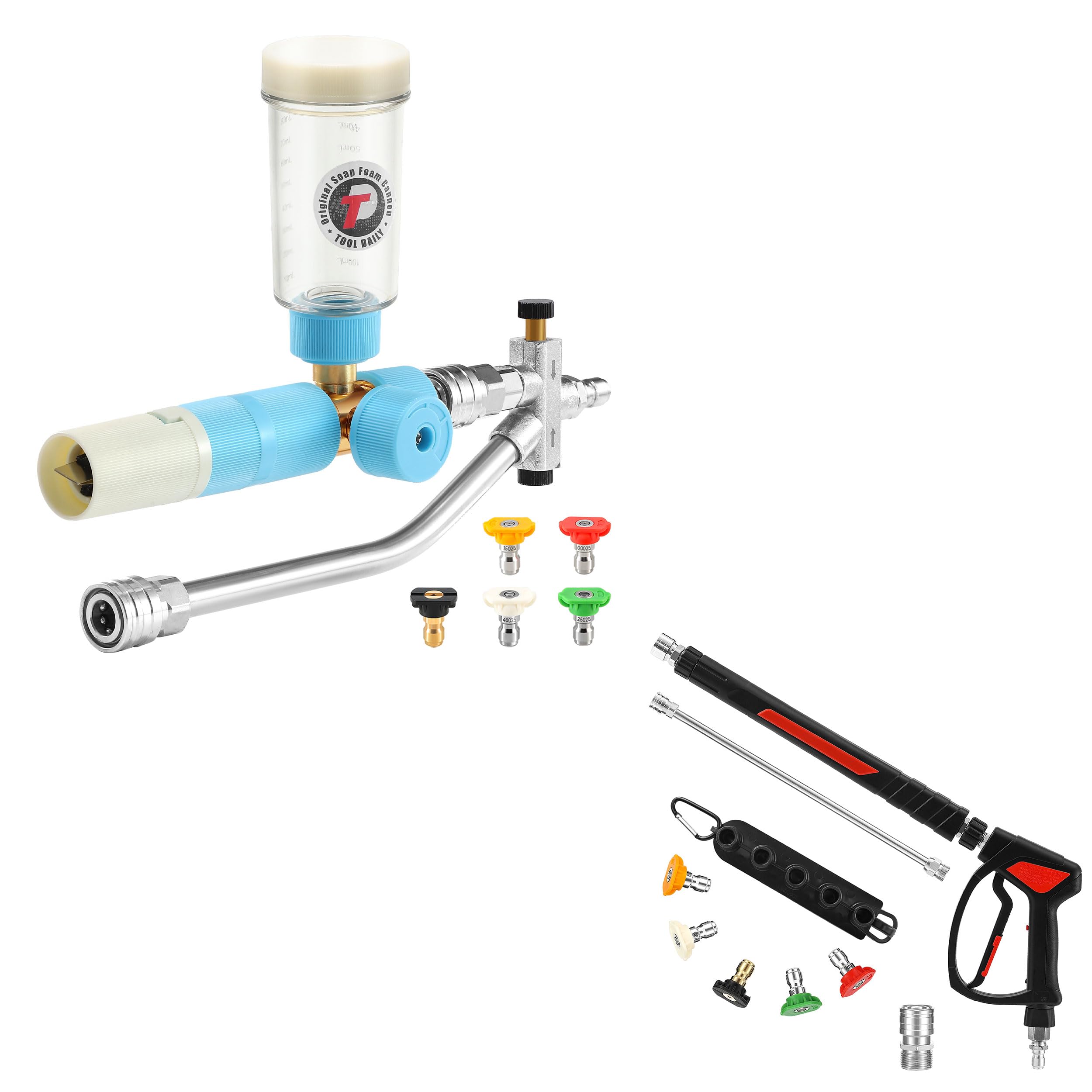 Tool Daily Foam Cannon with Dual Connector Accessory, Pressure Washer Gun with 3/8" Swivel Quick Connect