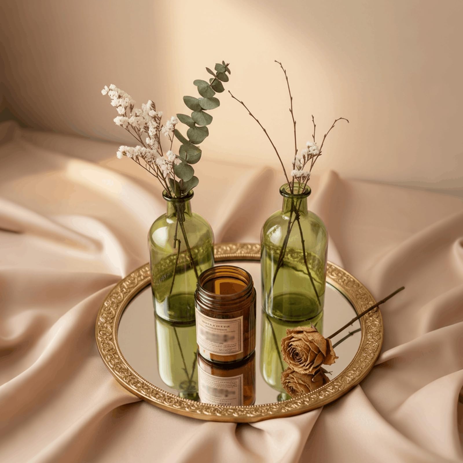 YOUEON Lot de 16 Petits vases décoratifs en Verre Vert de 250 ML pour Centre de Table de Mariage, réception, décoration d'intérieur, Bureau
