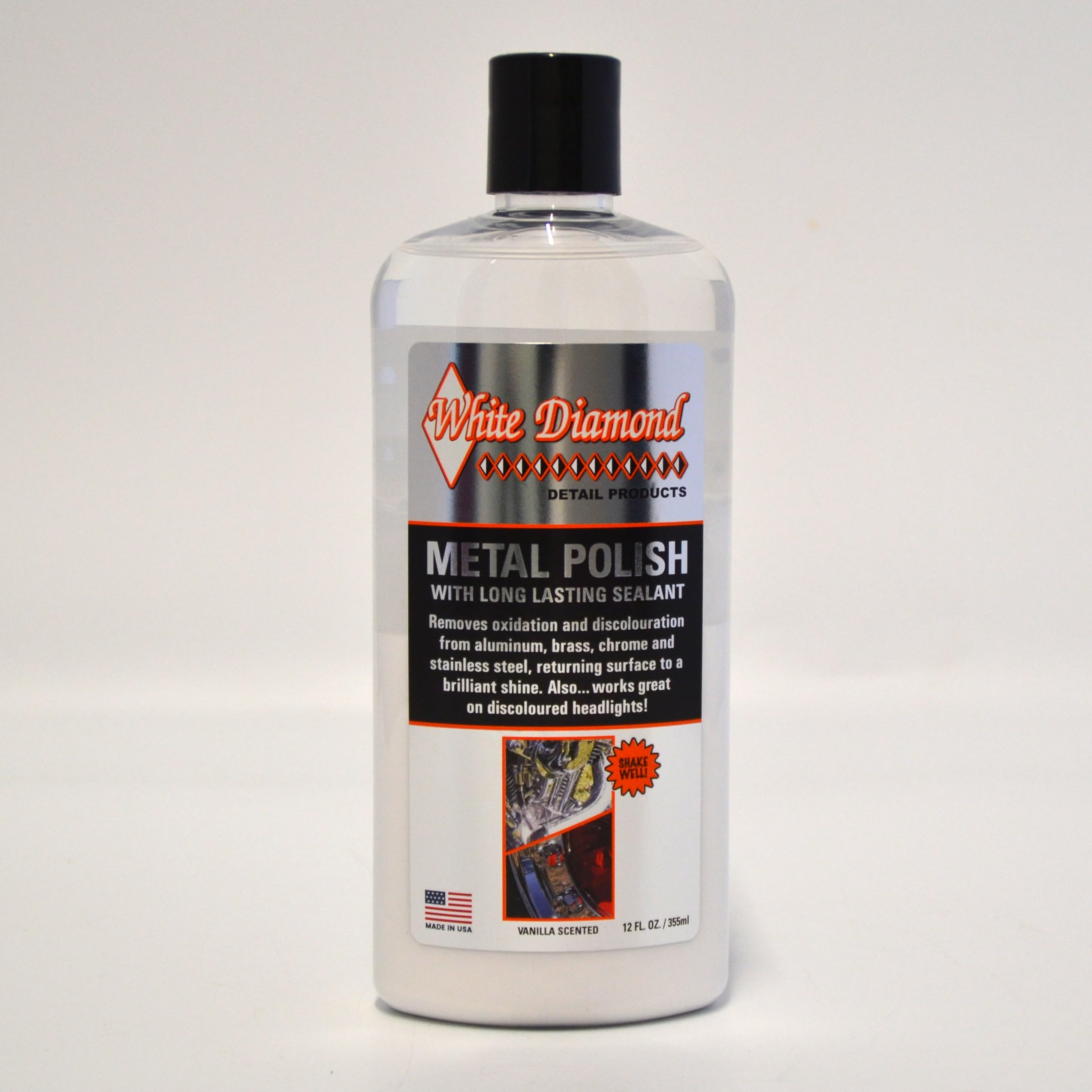 Metal Polish 355ml Vanilla Scented with Pack of 5 Terry Cloths and Pack of 10 White Diamond Microfibre Cloths with FREE NEXT DAY UK DELIVERY