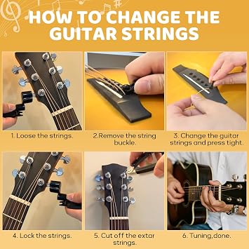 8 Pcs Guitar High E 1st Strings,with 2 Sets Red Bronze Full Guitar Strings and 3-in-1 Winder, Bare Steel 1st & 2nd,Red Bronze 3rd–6th, Warm Bright Tone, Guitar Accessories for Acoustic Guitar