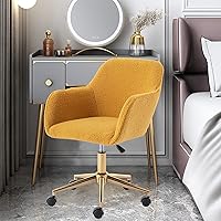 Vista 19 de SSLine Silla de escritorio de piel sintética, moderna y bonita silla de oficina, cómoda silla giratoria de tela de peluche mullida con ruedas