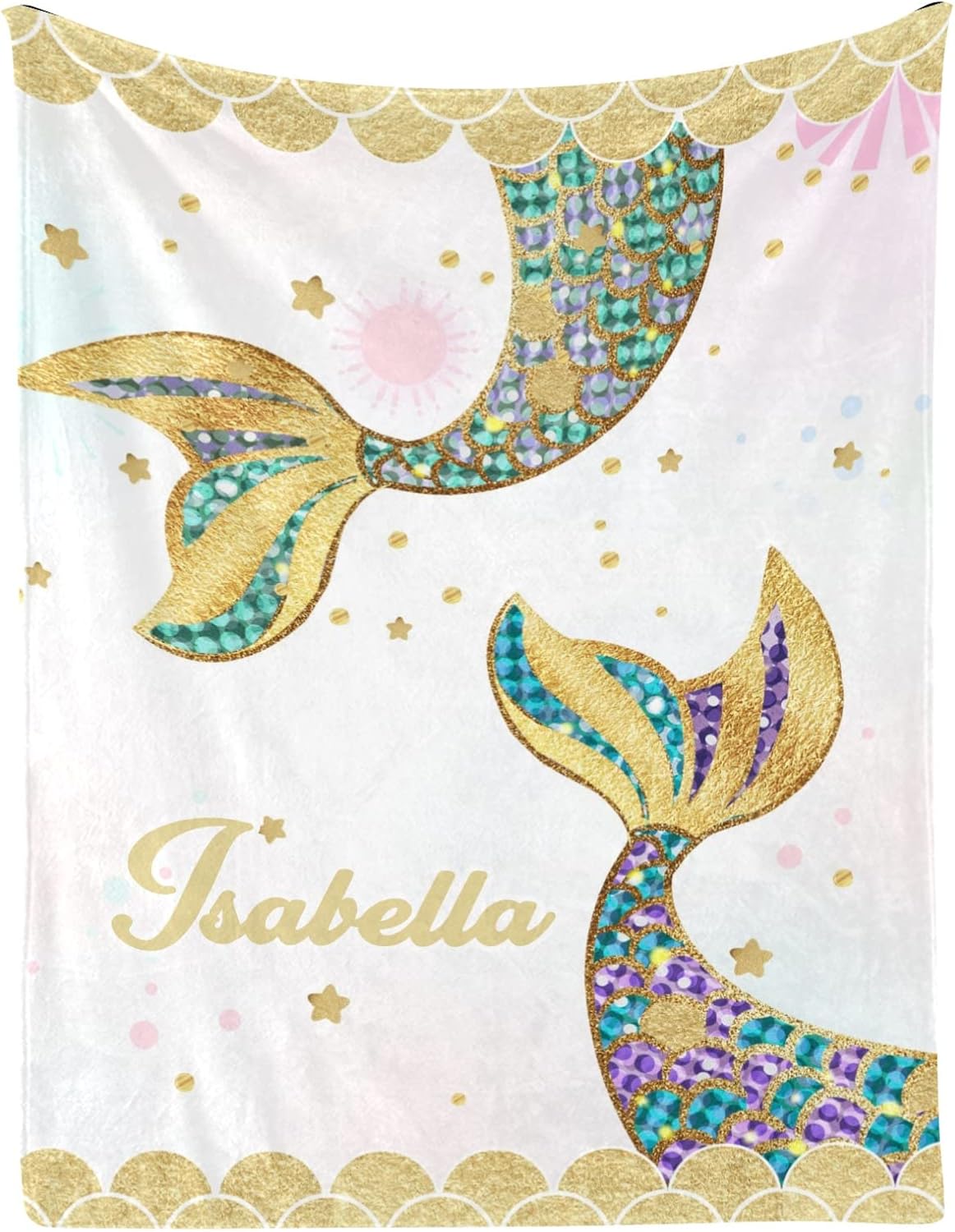 Horse Cute Dots Striped Personalized Receiving Baby Blankets for Girls Boys Kids with Name,Customized Swaddle Blankets Gift for Newborn Crib Infants 30x40 Inches