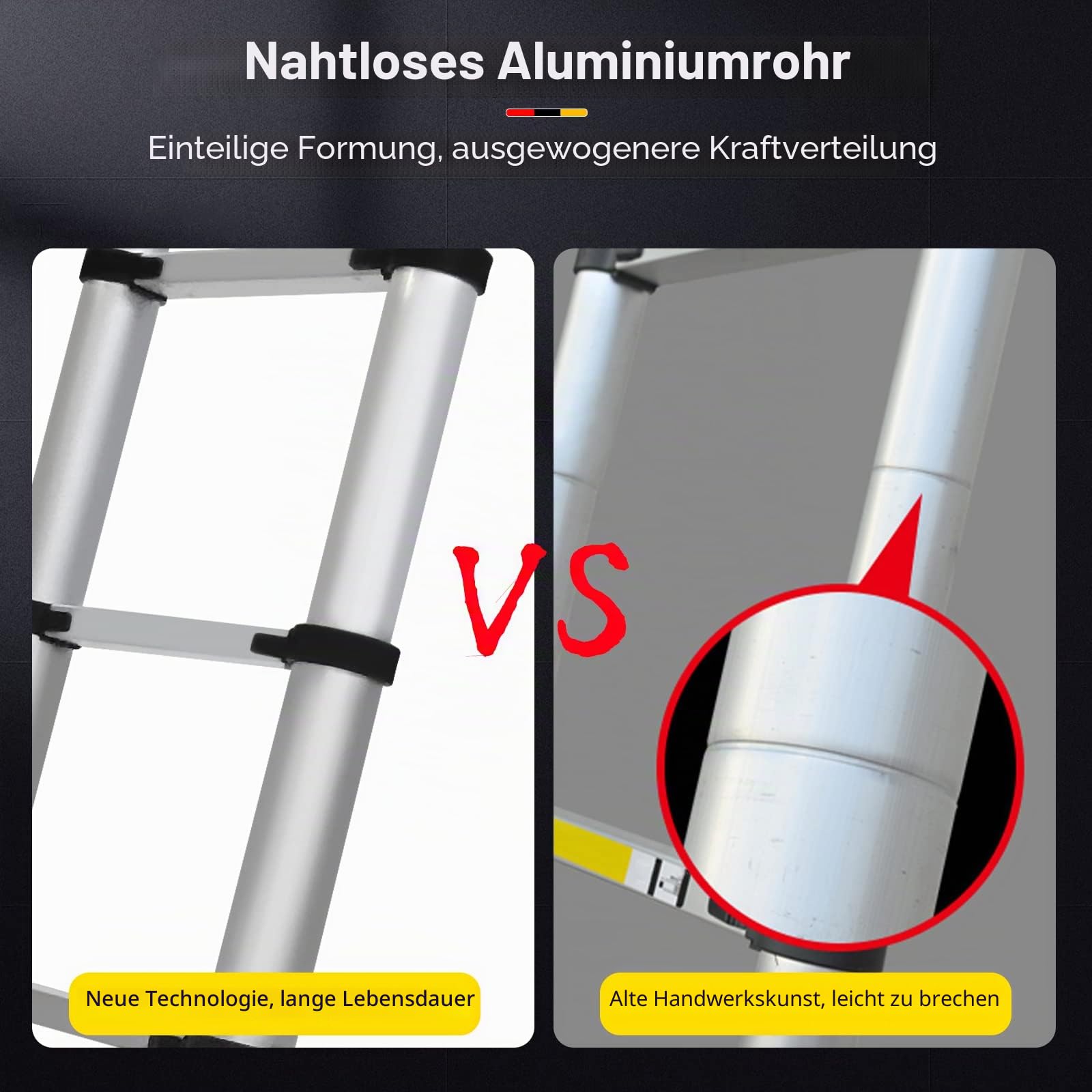 6,2 m mehrstufige Aluminiumleiter Teleskopleiter, ausziehbare Dachbodenleiter, tragbare Teleskopleiter, faltbare Stufenleiter mit EN131-Standard für Wohnmobil-Loft