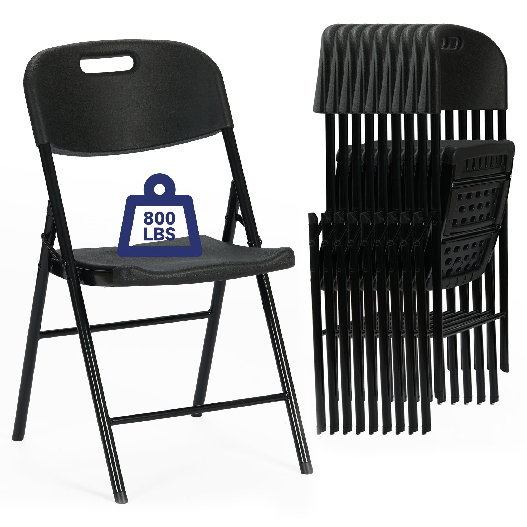 Amazon.com: Winlice 10 Pack Thicker 800 LBS Black Folding Chairs
