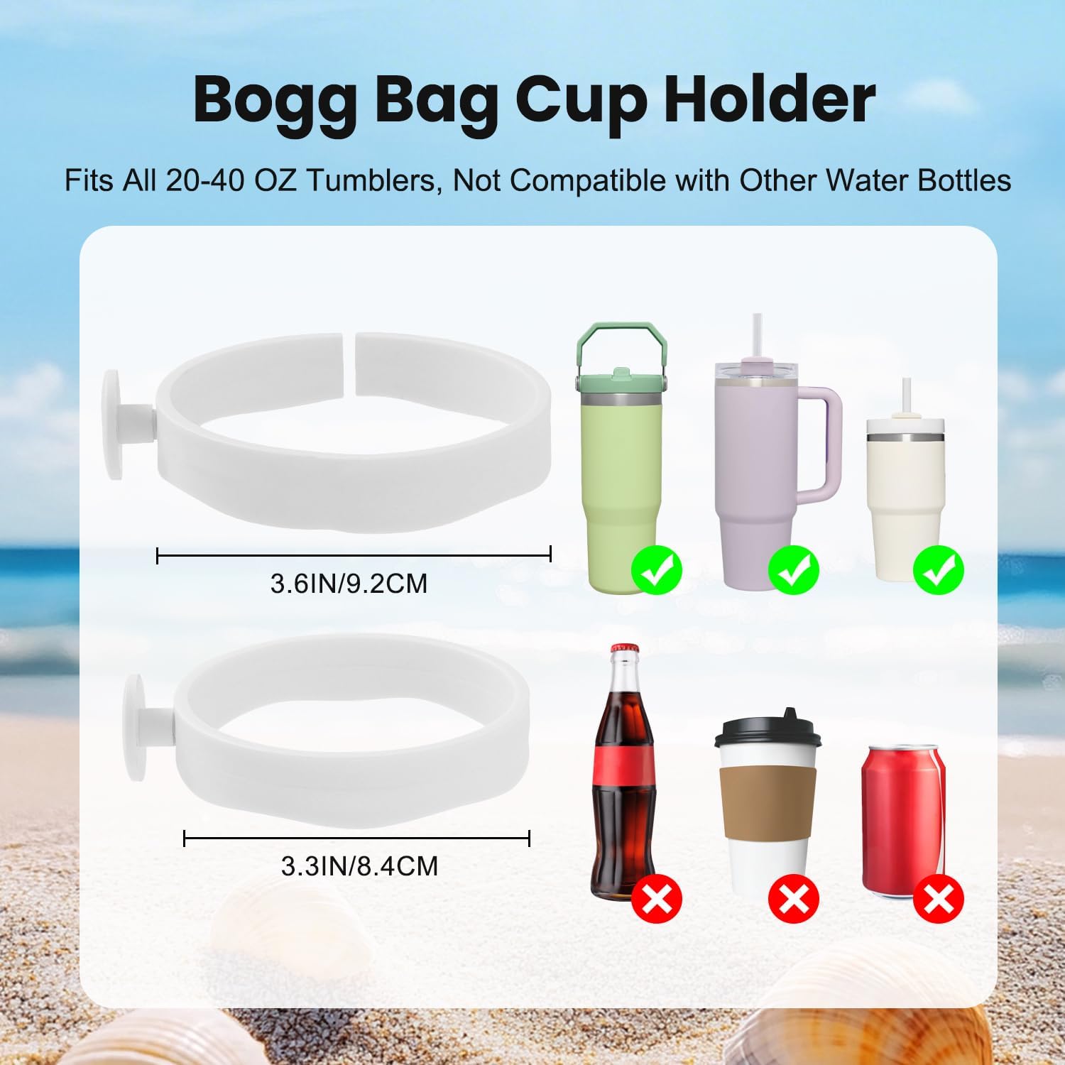 7PCS Bogg Bag Accessories Organizer Compatible with Original Medium and Large Bogg Bag Insert Cup Holder Pouch Key Holder Hooks Attachments for Croc Bag Simple Modern Bag Rubber Tote Bag(White)