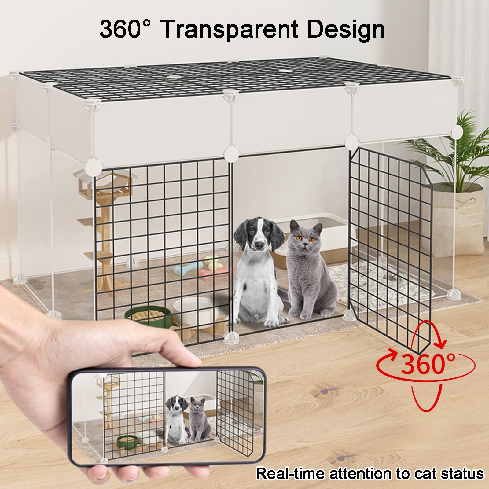 Trasportino per Gatti Trasparente con Tappo, Recinto per Piccoli Animali Domestici Rialzate per Cani, Furetti, Cincillà, Scoiattoli, Conigli