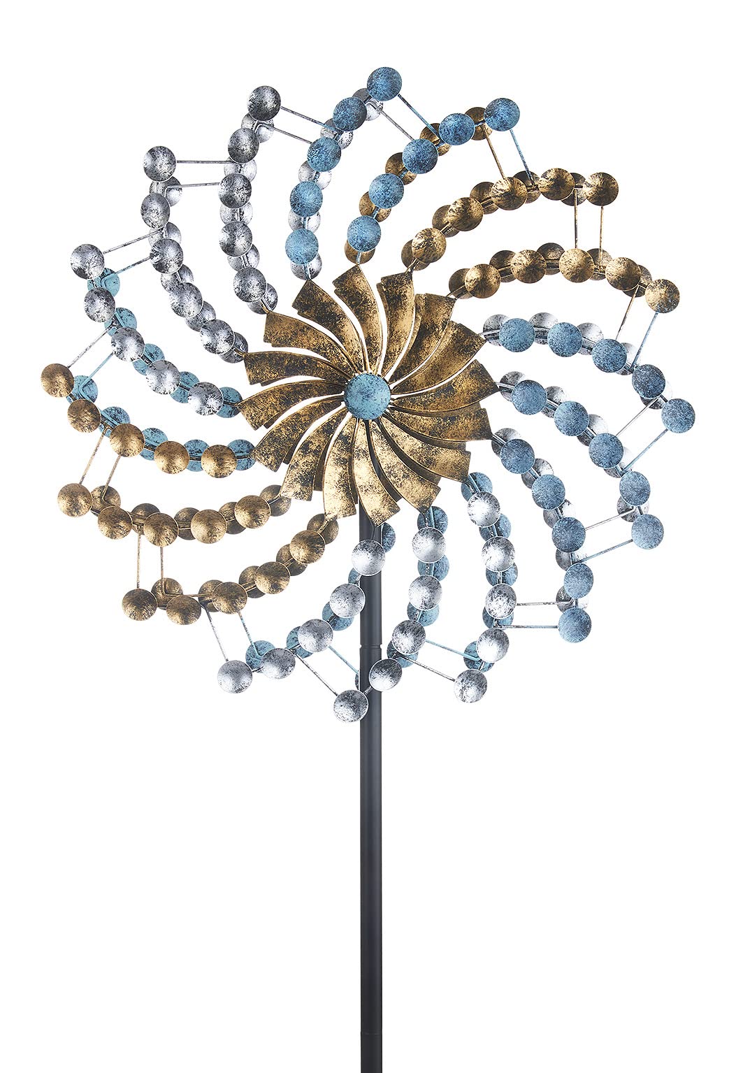 Kobolo Windrad Dekostecker Twist XXL, 60x215 cm, Mehrfarbig, XXL Metallwindrad, wetterfest & stabil, dekorativer Gartenstecker für Beet, Rasen & Vorgarten