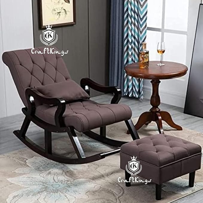 CRAFTKINGS Ergonomic Rocking Chair Rosewood/Solid Wood Rocking Chair