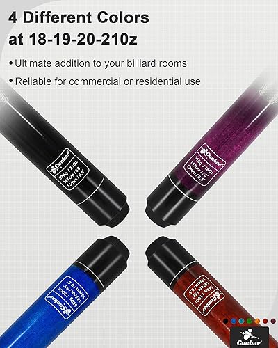 Miniatura 2 de Juego de 4 palos de billar de 18, 19, 20, 21 onzas en 4, 2 piezas de barra de billar con agarre 3D, palos de mesa de billar de 58 pulgadas para