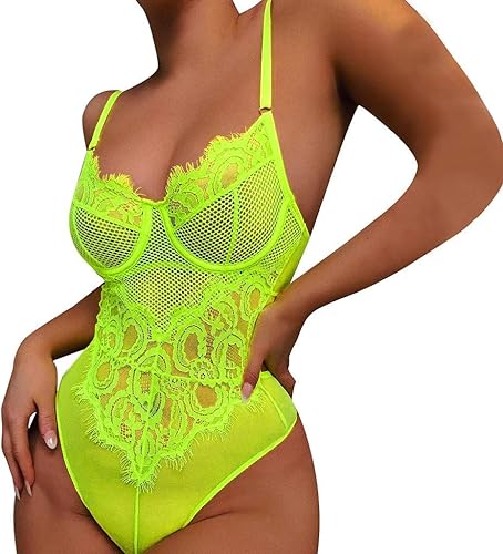 Ropa interior de encaje de una pieza para mujer