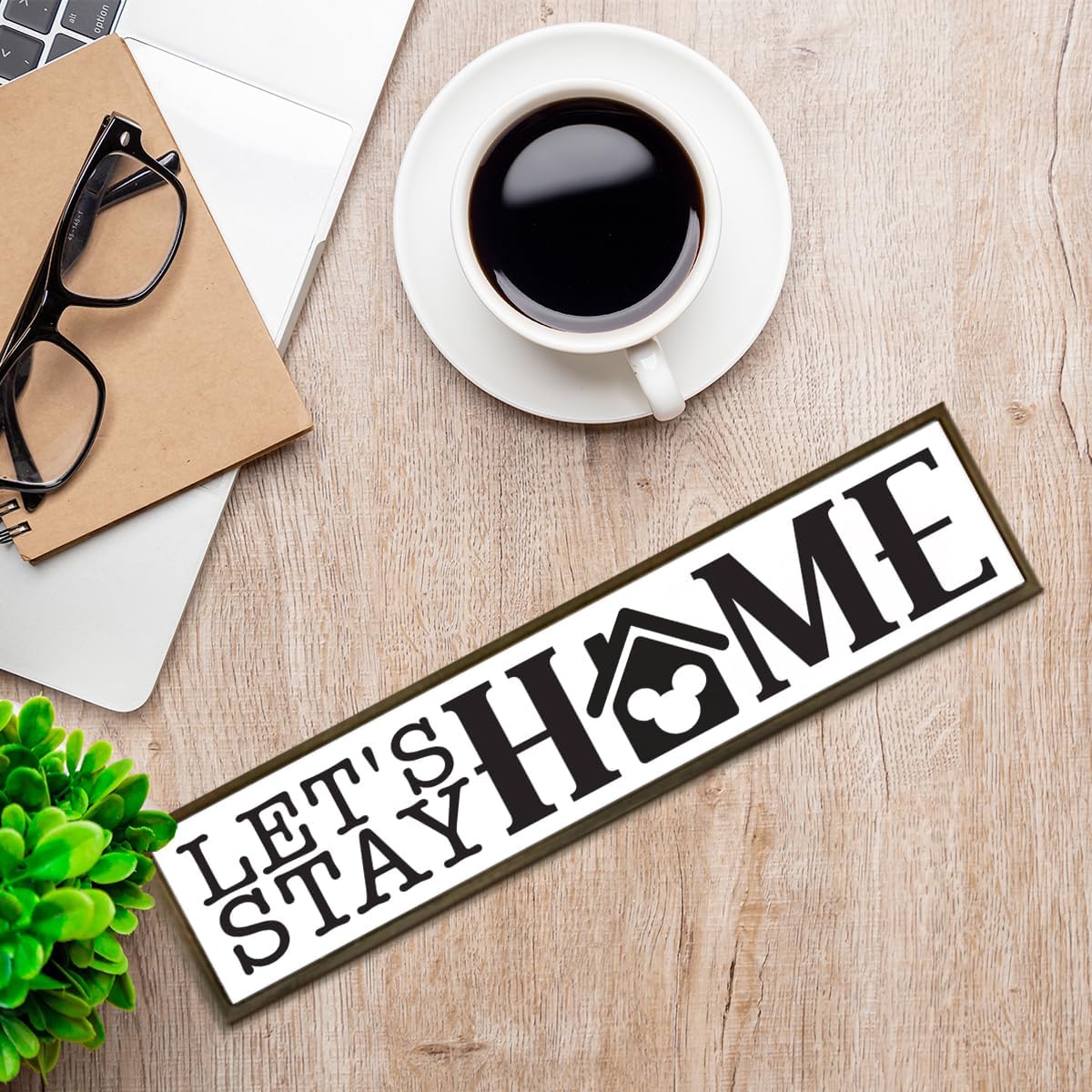 Home Wood Plaque Sign, Let’s Stay Home Wood Sign, Rustic Farmhouse Wall Decor Art, Entryway Decor, Living Room Decoration, Wooden Box Signs Desk Décor, Housewarming Gift, 38 * 8.5 In - Image 7