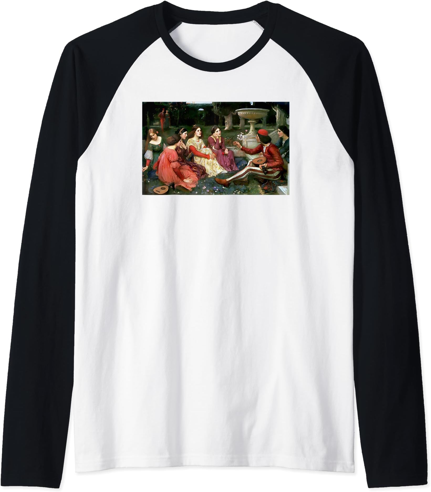 A Tale from the Decameron by John William Waterhouse Raglan Baseball Tee