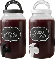 Kit 2 Suqueiras Grandes 3,6l Suco Galão Tampa Torneira Lousa Livre Bpa (Branco)