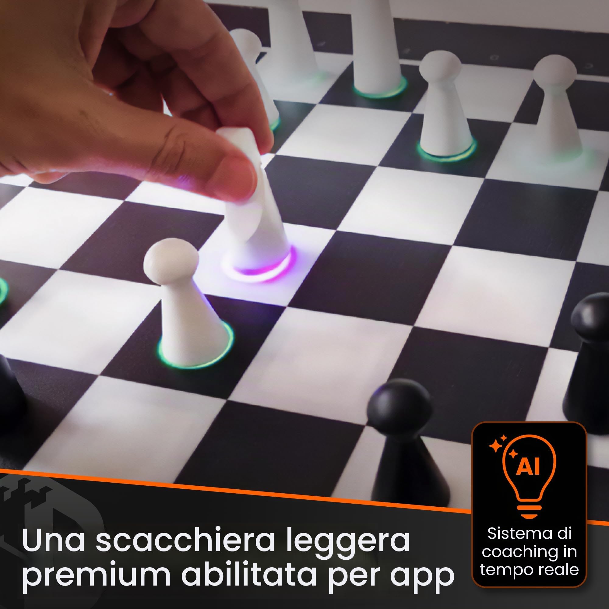 GoChess Mini - Gioco da tavolo elettronico AI, set di scacchi luminosi per adulti e bambini, per tutti i livelli di abilità, con app di gioco online, perfetto come regalo per gli amanti dei giochi da