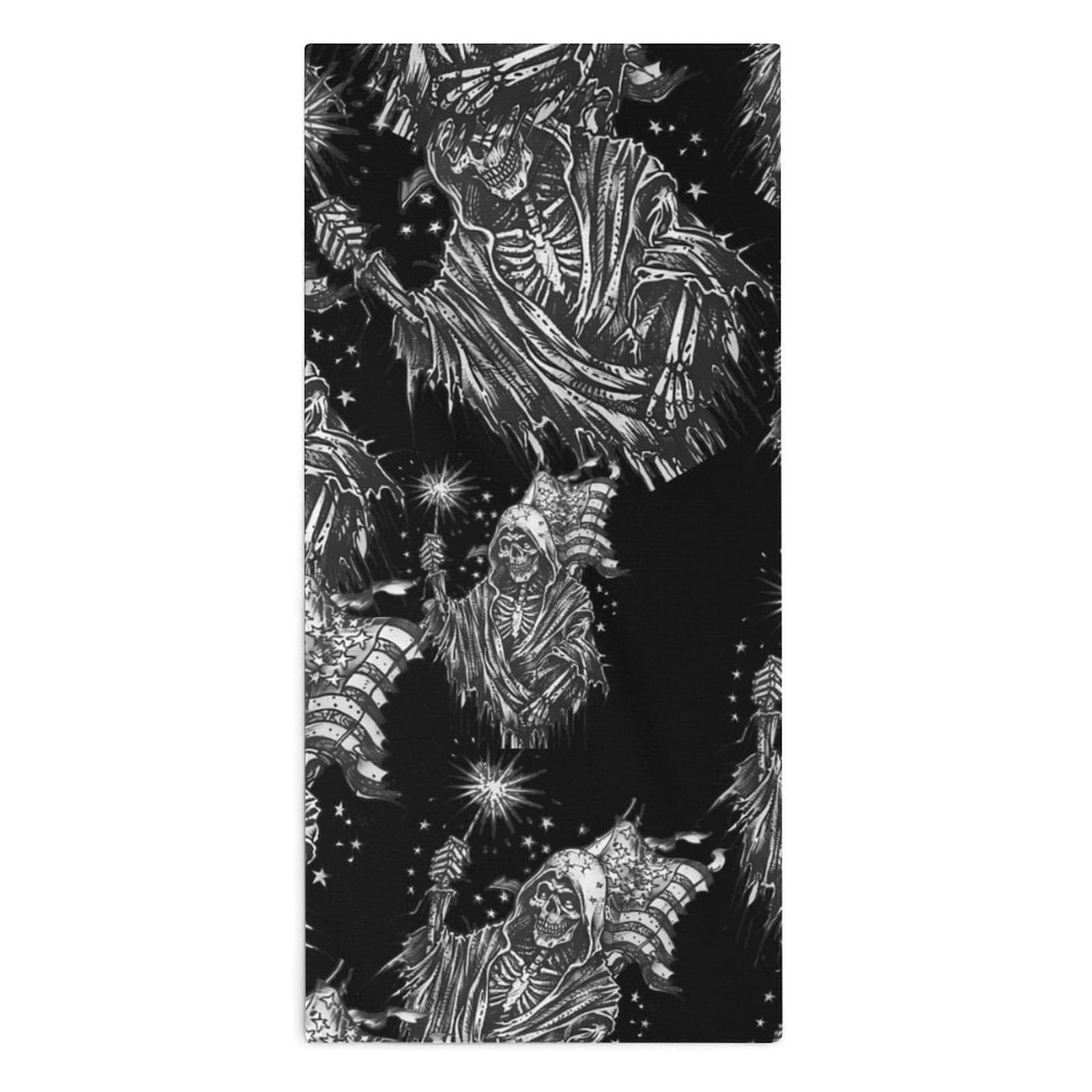 NCLQVJXZKHW Grim Reaper Skull Undead Ghost U.S. Flag Hand Towels Soft Face Towel Gym Bathroom Travel Hotel 13"x28"
