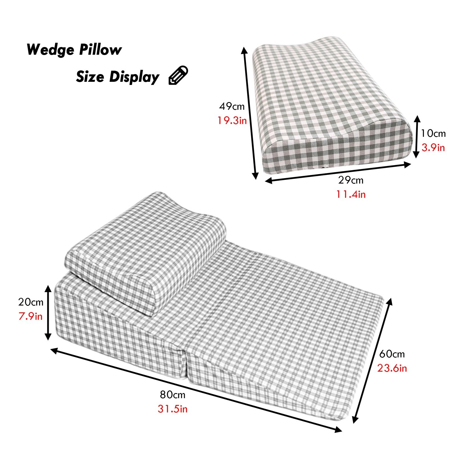 cuña antireflujo adulto Almohada de cuña posoperatoria alargada de 80 cm, cuñas de espuma de alta densidad para dormir con reflujo ácido/apnea, para cama y cojín de soporte para cuello(Green,L 80x60x2