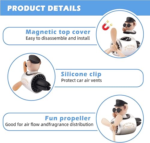 Miniatura 3 de 2 ambientadores de coche lindo oso de dibujos animados piloto hélice de salida de aire difusor de coche creativo decoración de perfume para coche