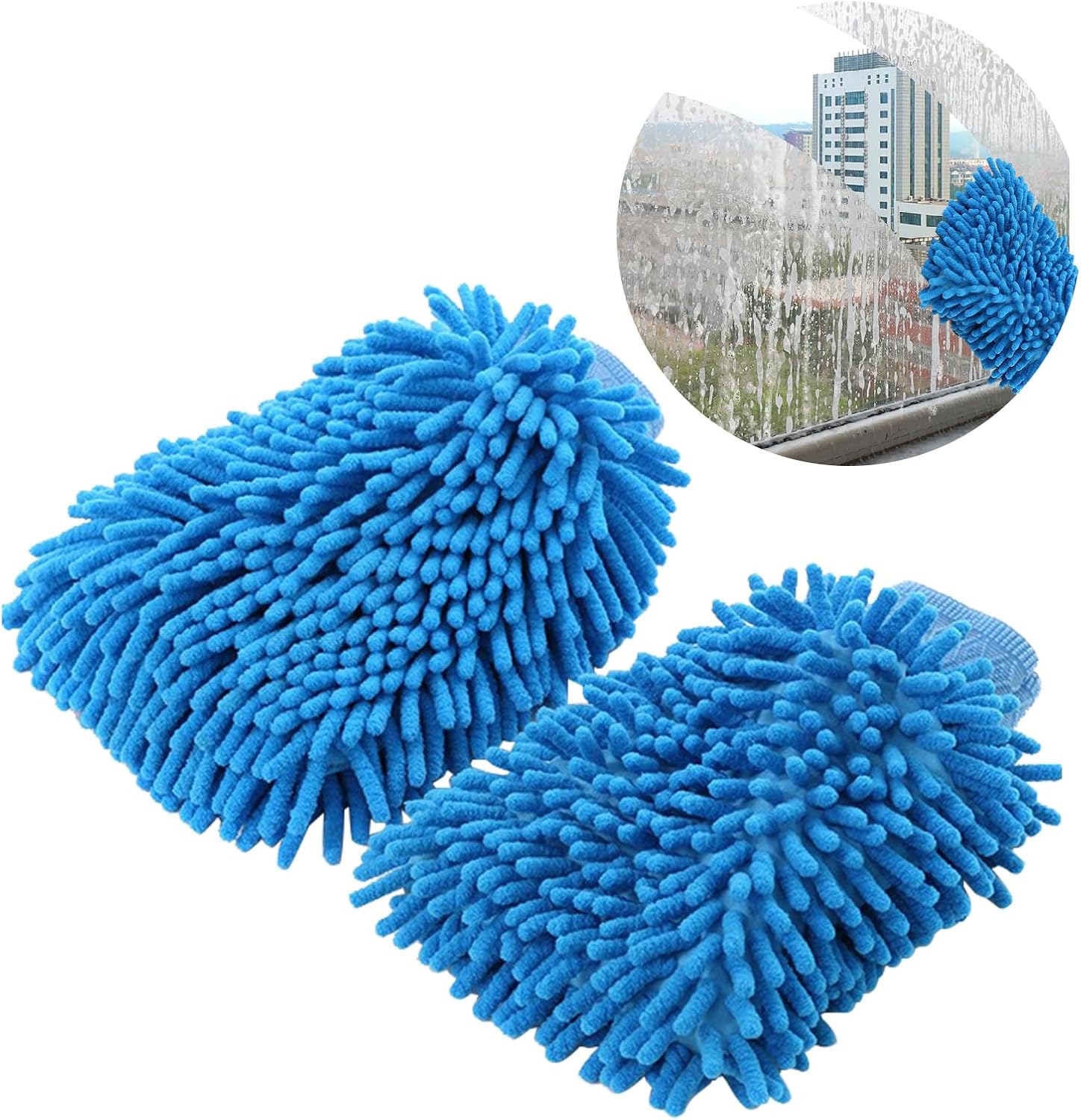 1 Pack 2 Green Car Wash Mitt Microfiber, Deluxe Scratch Free Microfiber Wash Mitt ,9 Inches X 5.5 Inches Car Washing Care Cleaning Kit.