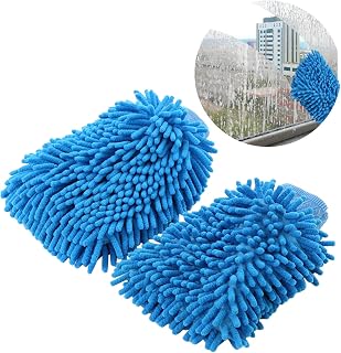 1 Pack 2 Blue Car Wash Mitt Microfiber, Deluxe Scratch Free Microfiber Wash Mitt ,9 Inches X 5.5 Inches Car Washing Care Cleaning Kit.