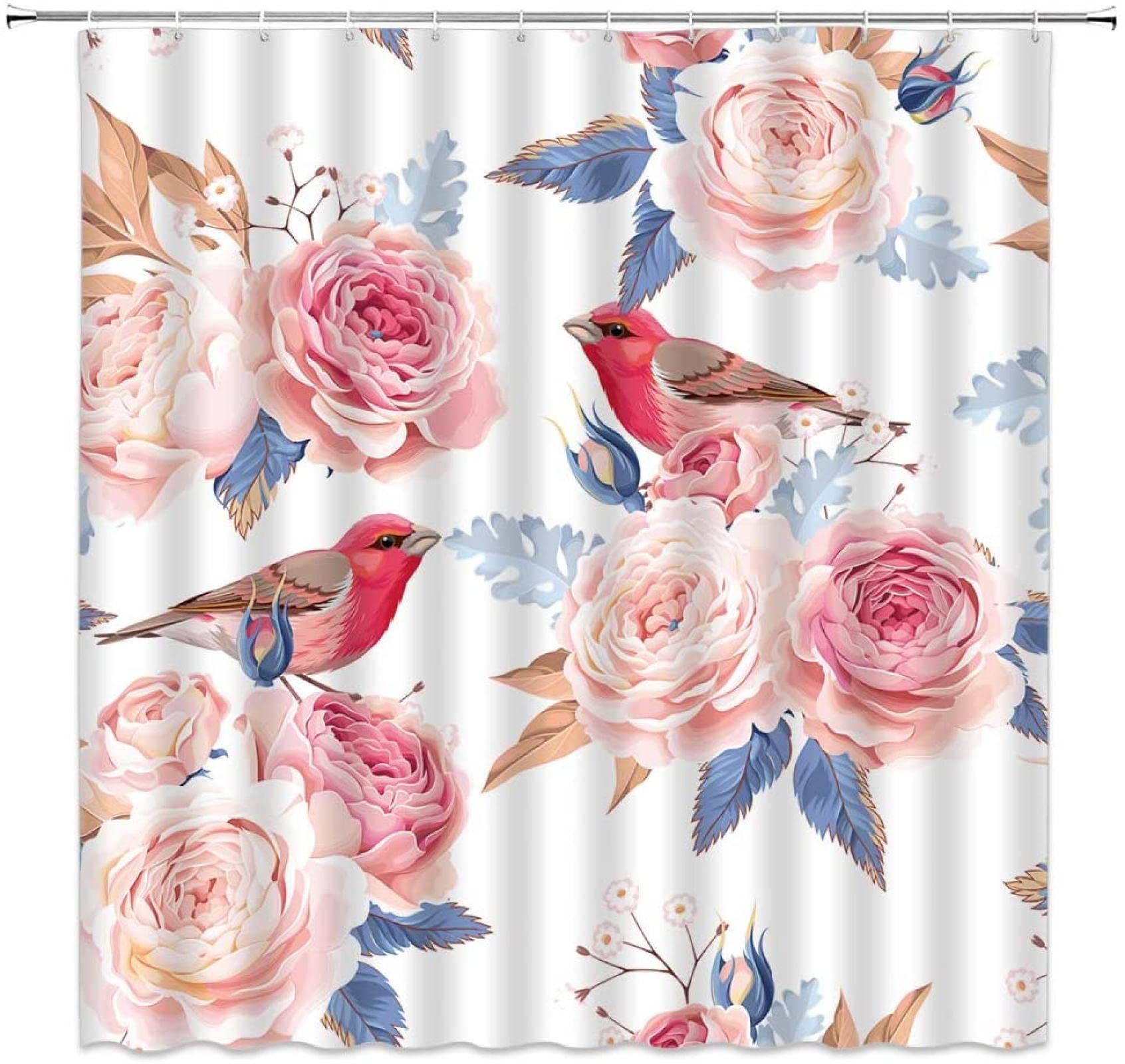 Rideau de douche imperméable en tissu floral 90x200 pour protection antibuée