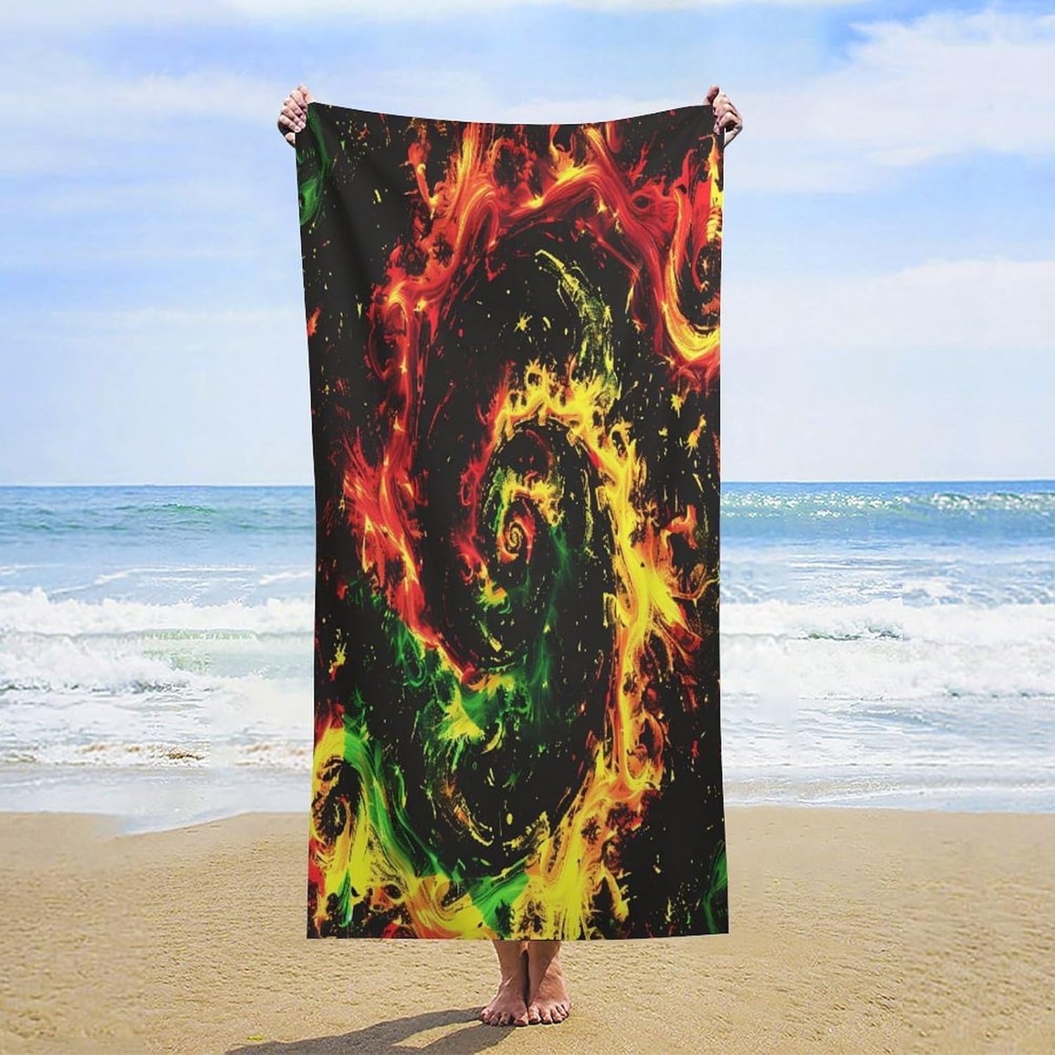 Tie Dye Rasta Web Bath Towel Beach Towels Quick Dry Oversized Bath Blanket Highly Absorbent Towel for Women Men 160x80cm