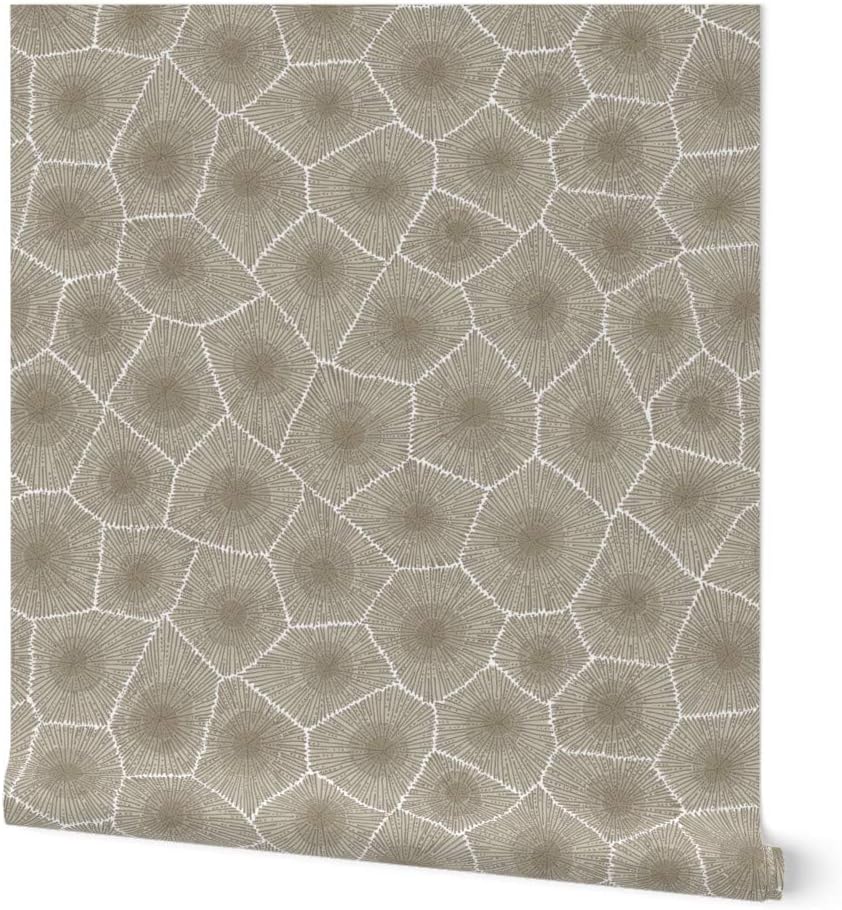 Peel & Stick Wallpaper 3ft x 2ft - Petoskey, Stone Print, Natural, Neutral, Nature, Rock, Geology, Science, Geek, Fossil, Archaeology, Custom Removable Wallpaper by Spoonflower