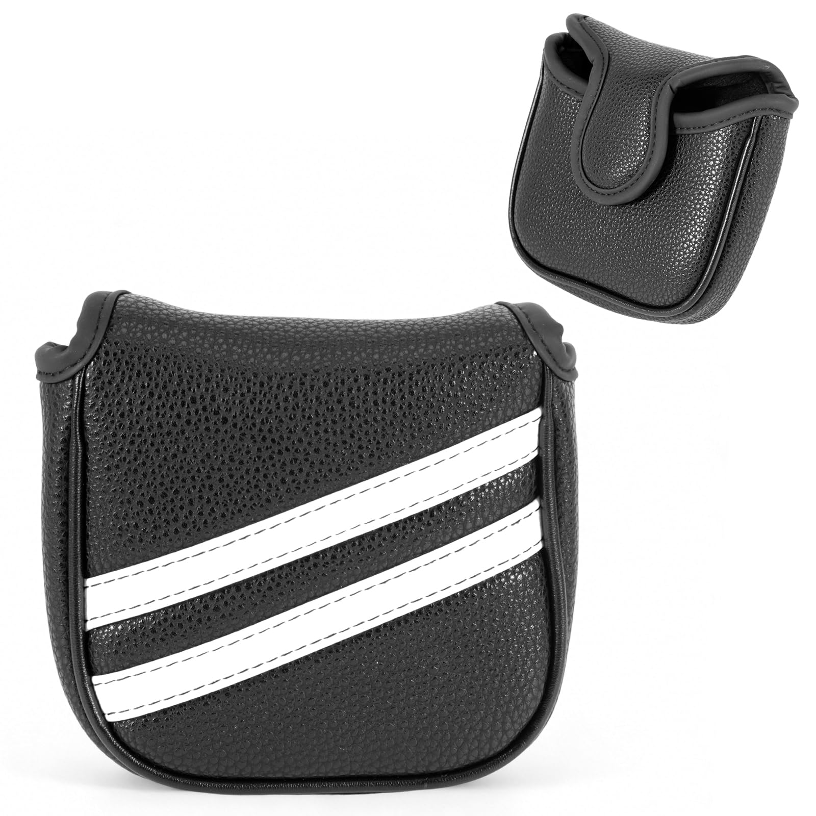 Golf Putter Head Covers, Black Magnetic Closure for Golf Headcover, Pu Leather Mallet Putters Cover