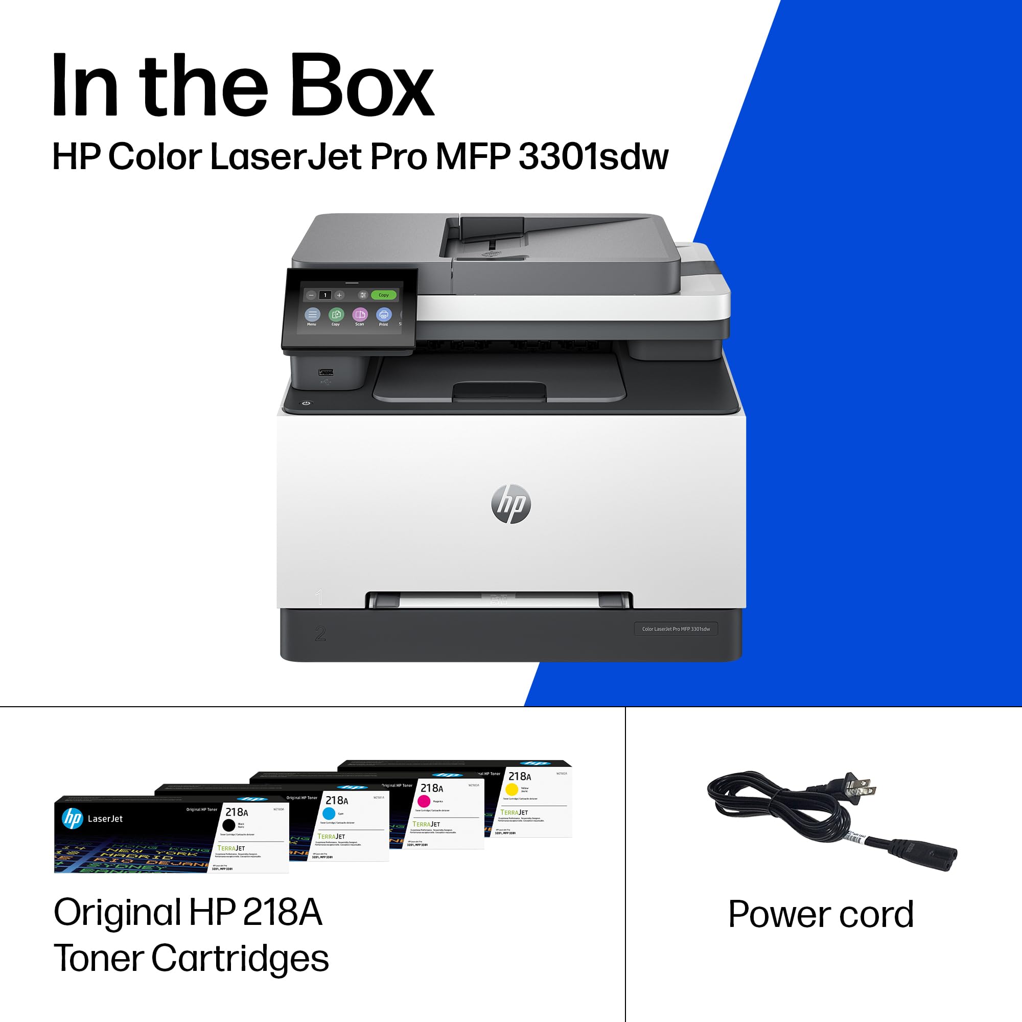 HP Color Laserjet Pro MFP 3301sdw Wireless All-in-One Color Laser Printer, Office Printer, Scanner, Copier, ADF, Duplex, Best for Office (499Q3F)