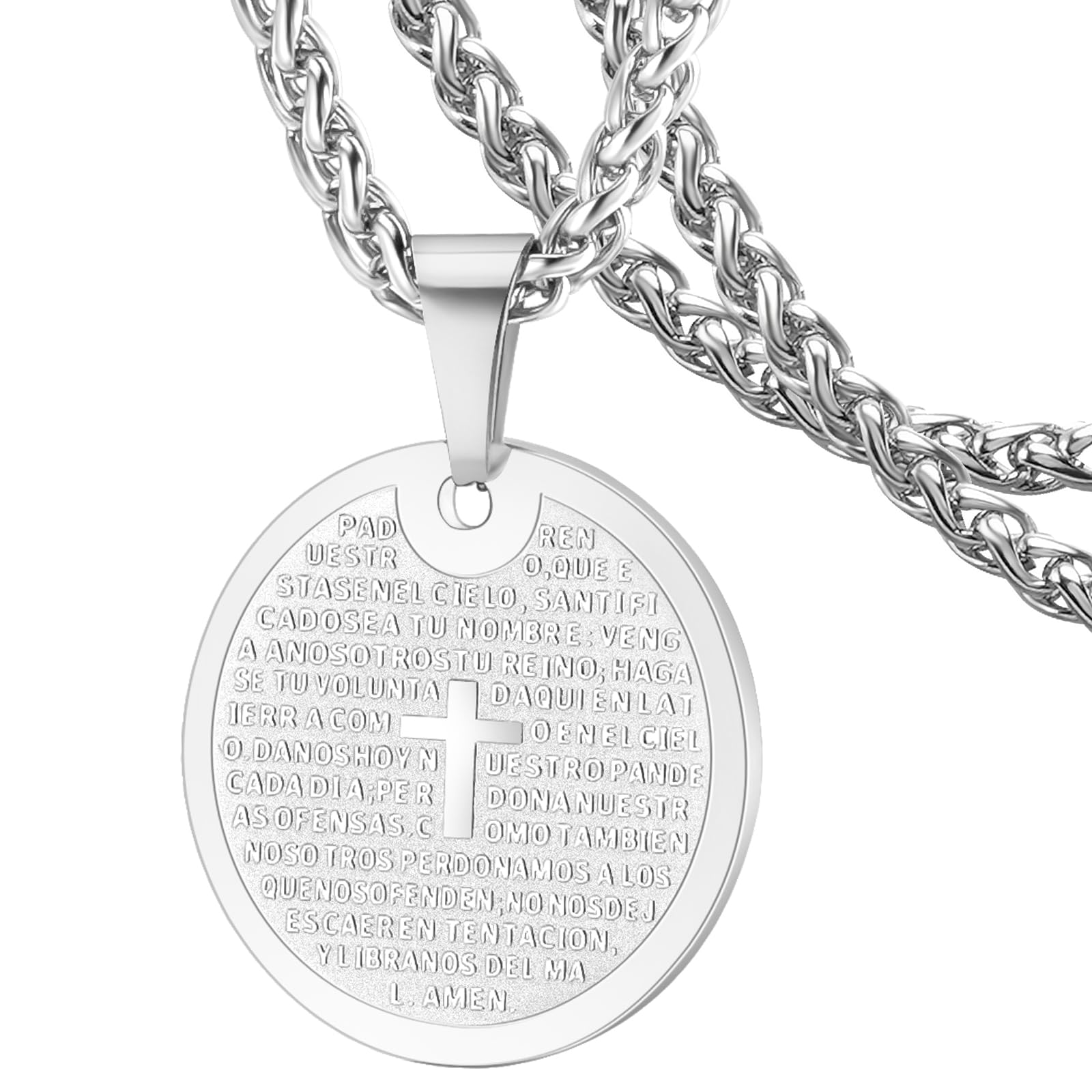 DXIUORF Collar religioso para hombres y mujeres, medalla de la Virgen María/San Benedicto/verso bíblico/mano de oración, regalo de collar de acero inoxidable/chapado en oro/colgante negro