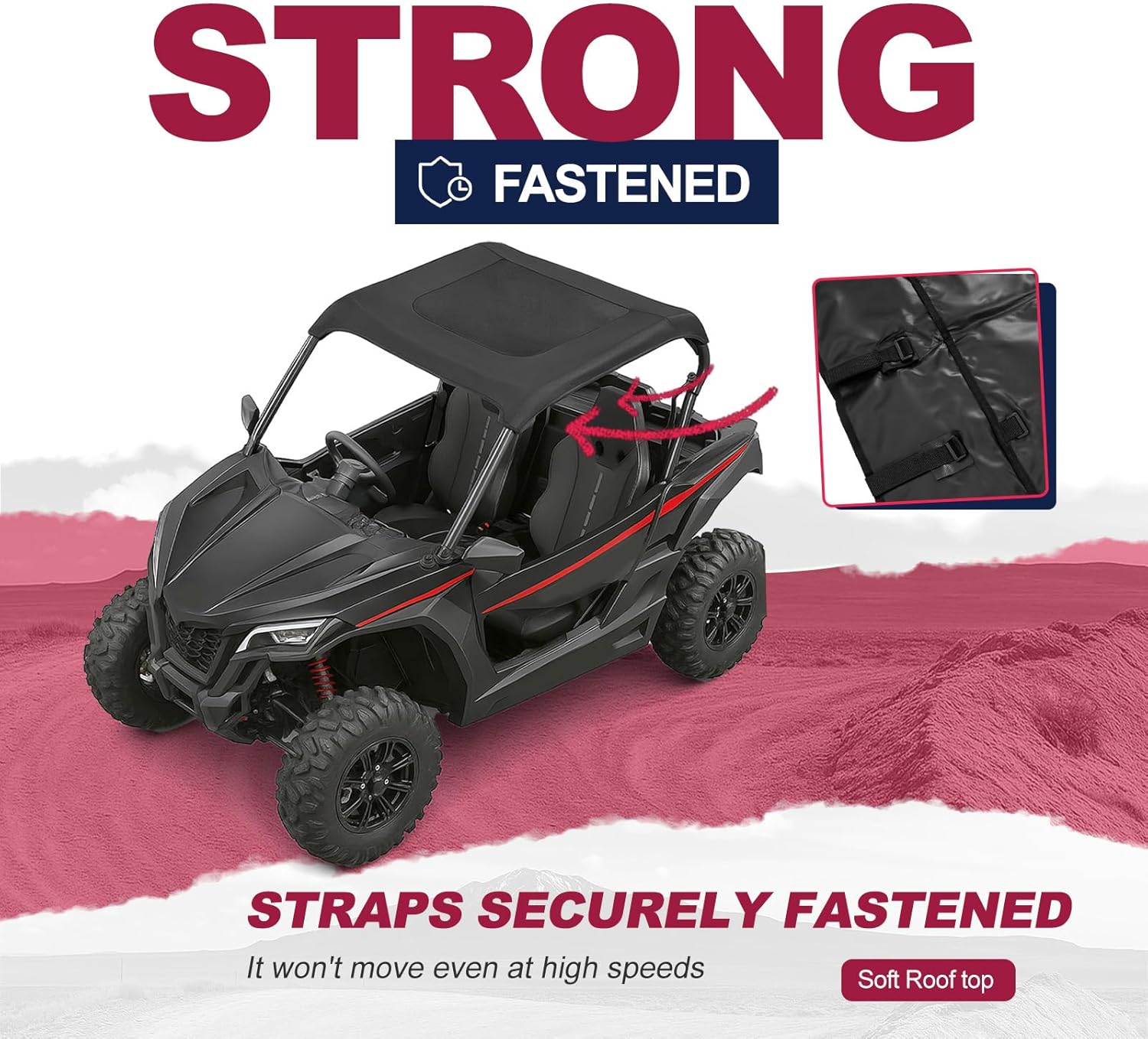 Soft Roof Top w/Zipper Mesh Window Compatible with 2022-2023 CF-Moto Zforce 950 H.O. Sport/EX / 2020-2022 CF-Moto Zforce 950 Sport Roof Top, Soft Top Sunshade Shade Top Plastic Black