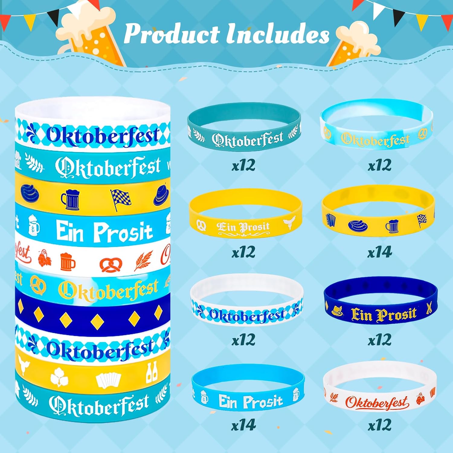 100Pcs Oktoberfest Bracelets Party Decorations for Beer Festival Favors