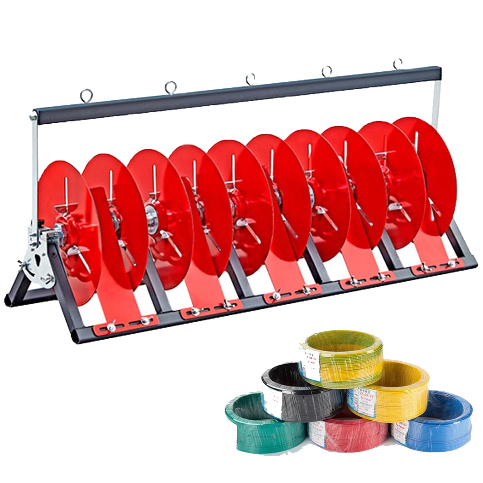 Portabobine per cavi resistente, dispenser per cavi, supporto per rotoli di nastro in acciaio per esposizione di tubi, 35x28x38 cm (83.5 x 28 x 38 cm)