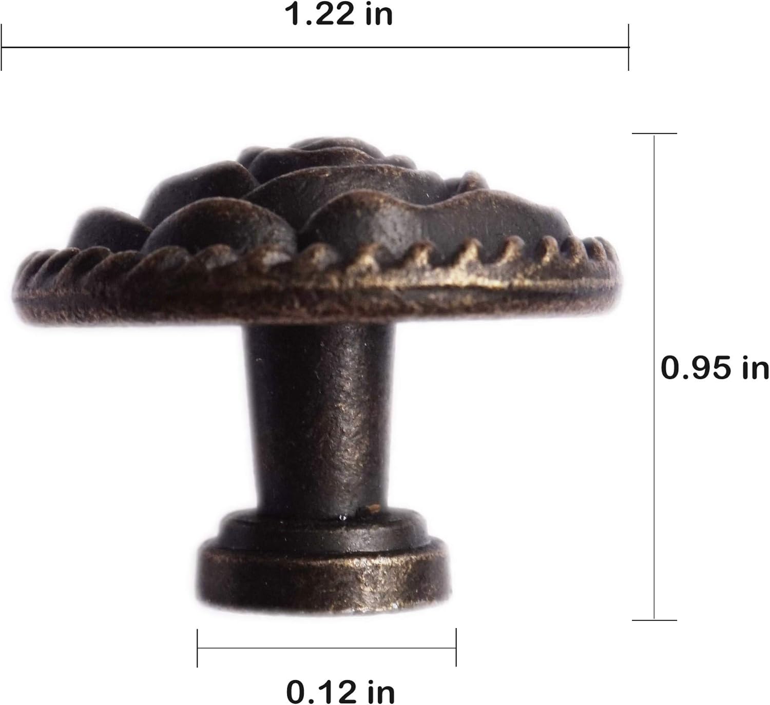 Vintage Rose Cabinet Knobs, Antique Bronze Cupboard Dresser Door Pull Round Zinc Alloy Knob Flower Drawer Handles with 3 Sized Screws for Furniture Kitchen Cupboard Closet Wardrobe (6 Pack)