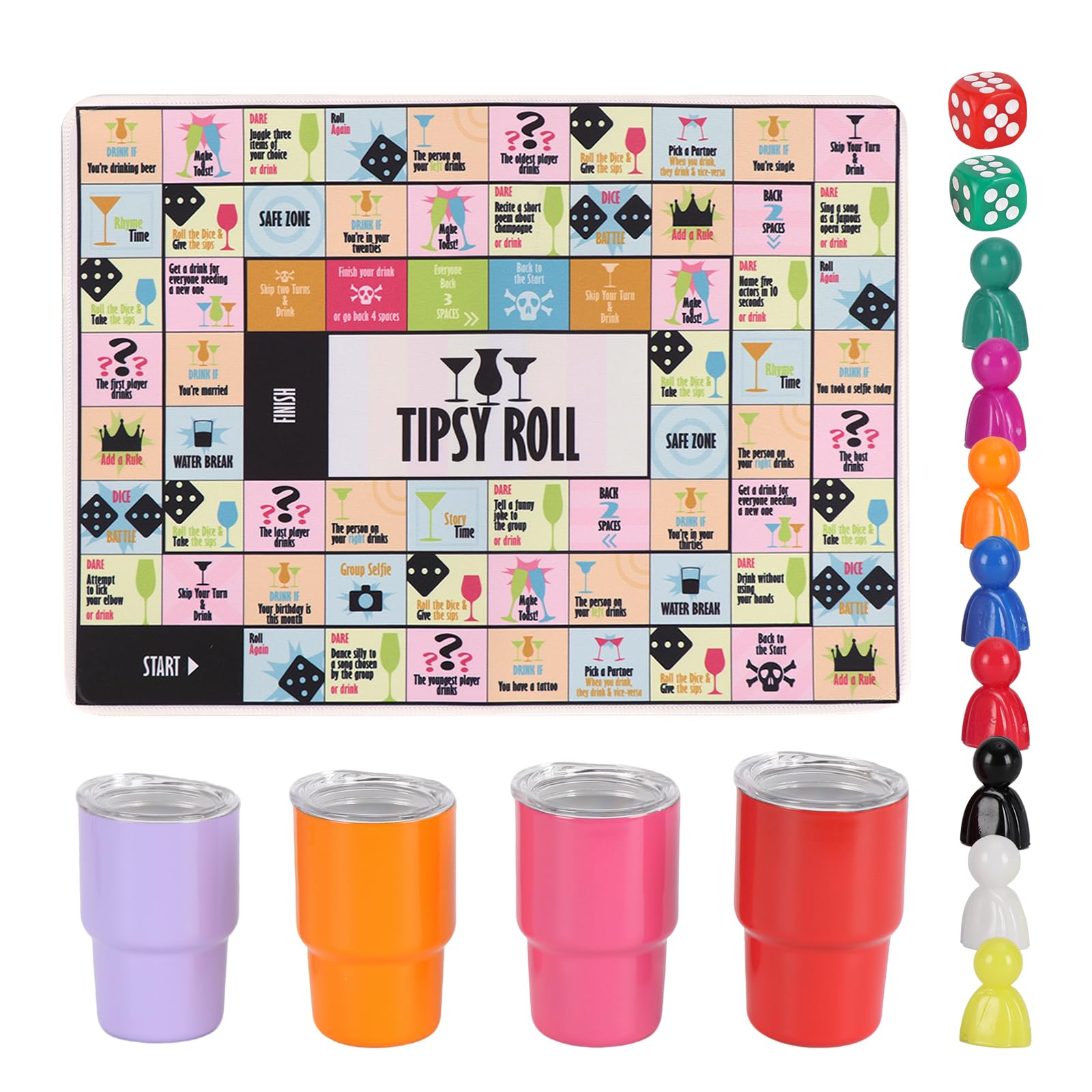 Mini Shot Glasses for Adults Party Drinking Games -Drink Up Board Game-Adult Board Games for Game Night with 4pc 3oz Mini Tumbler Shot Glass For Christmas and Any Party (Age Up21 ,Players 2-8 )