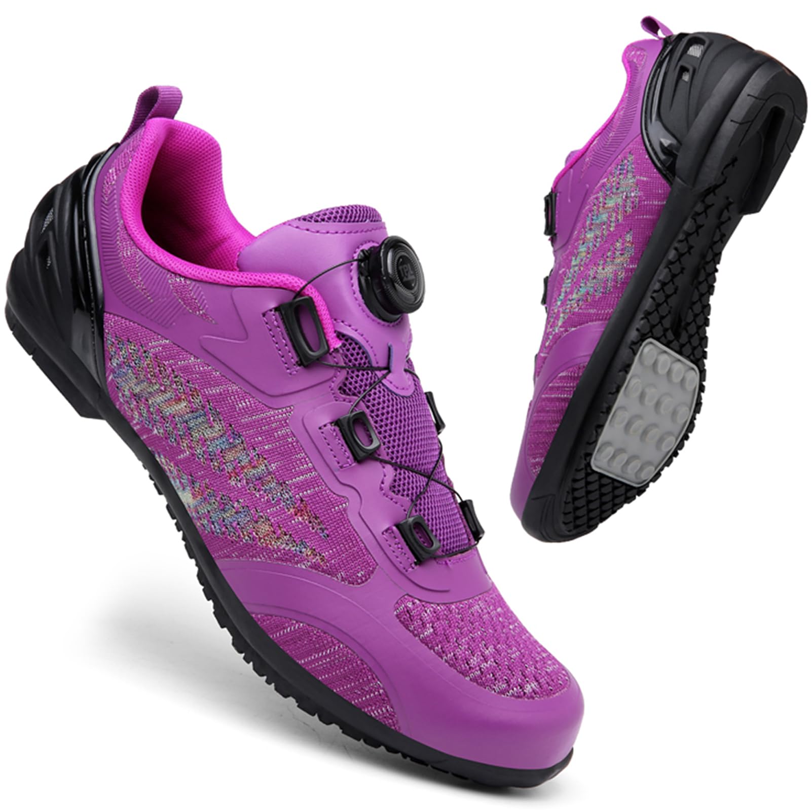 Scarpe da Ciclismo MTB da Donna compatibili con tacchette Peloton SPD Arc Look Delta, Scarpe Ginnastica per Bici Corsa, Mountain Bike e Spinning Indoor con 3 Stili di Suola