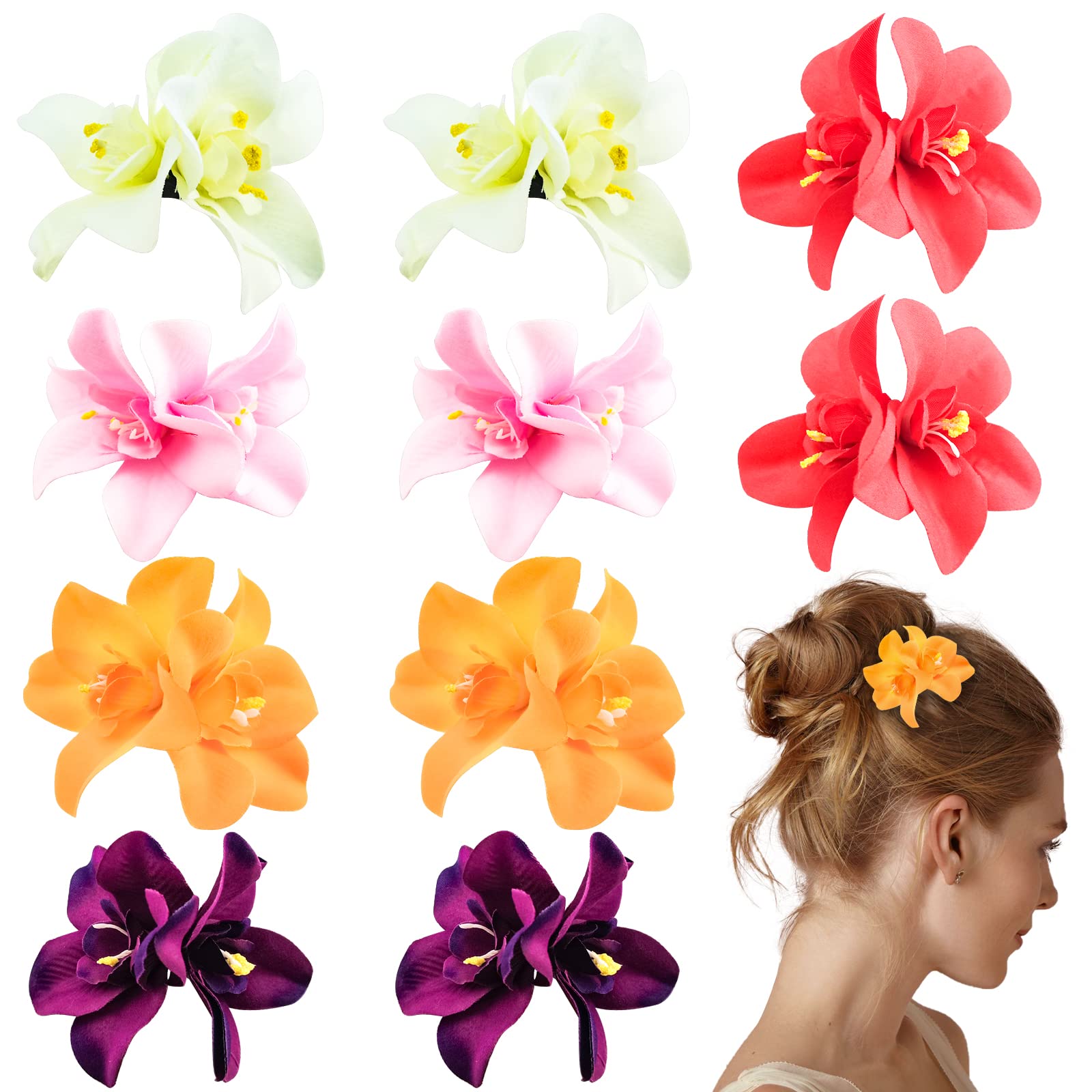10 PCS Bohemian Flower Hairpin Artificial Flower Hair Clip Hawaiian Hibiscus Plumeria Hairpin for Seaside Holiday Bridal Hair Accessories Bobby Pins