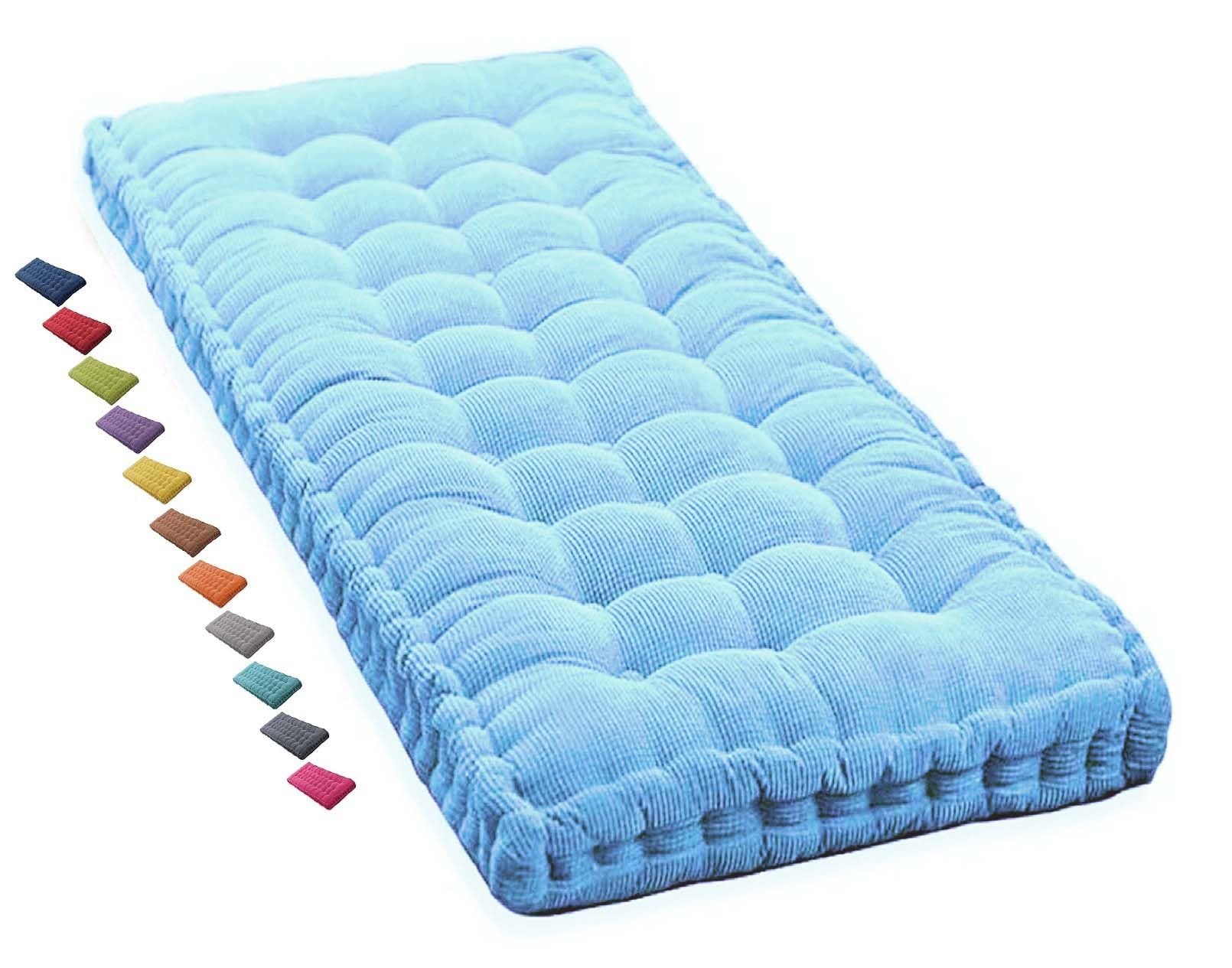 Coussin de balancelle haut de gamme bleu réversible toutes tailles pour banc