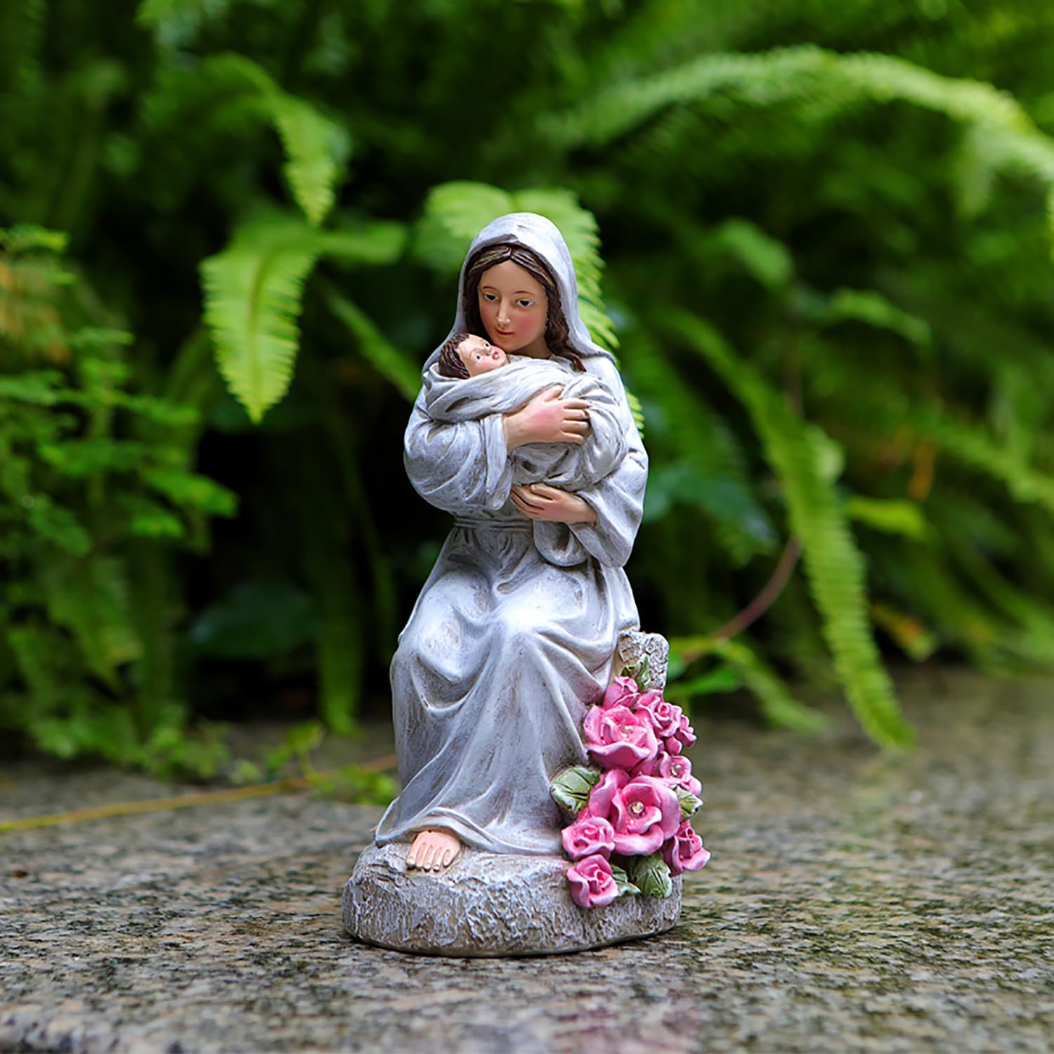 Lighted Virgin Mary Statue for Women – Hand-Painted Resin Mother