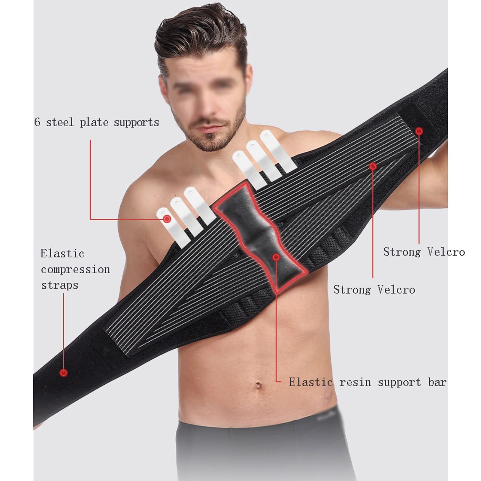 Soporte de Espalda para Hombres y Mujeres Cintura Transpirable Cinturón de Soporte Lumbar para ciática, Hernia de Disco, Levantamiento Pesado, con Correas Ajustables Dobles (M/Medio) ()