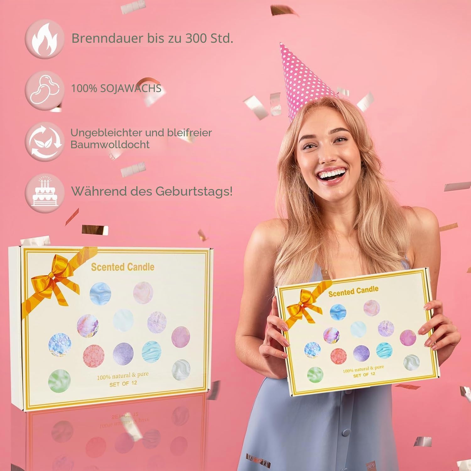 Duftkerzen Geschenkset, 12er Pack Duftkerzen für Zuhause, 320 Stunden lange Brenndauer Sojawachs Aromatherapie Kerzen Set, Geburtstagsgeschenke für Frauen mit Geschenkbox, Weihnachtsgeschenke