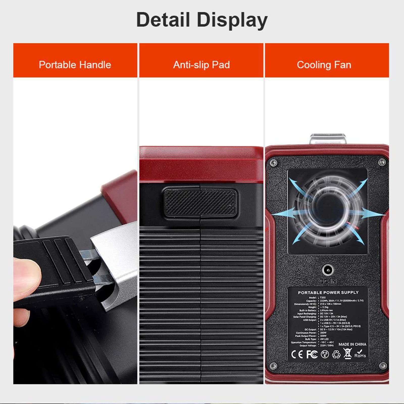 TIM-LI Estación De Energía Portátil De 200 W 60000 Mah/Batería De Litio De Respaldo CPAP con Puerto USB, Pantalla LED, para Acampar, Caravanas, Exteriores, Fuera De La Red
